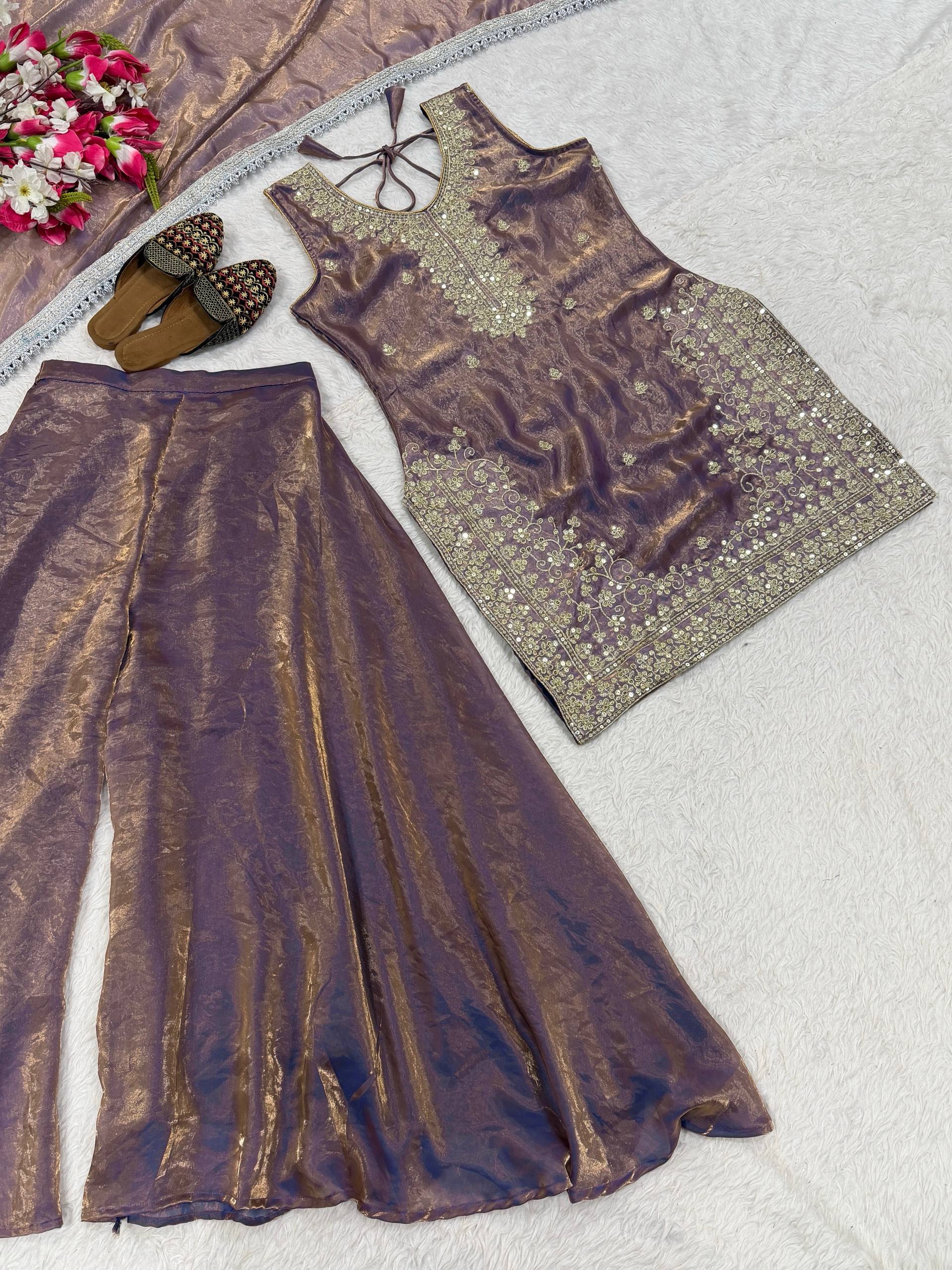 Midnight Mauve Iridescent Zari Couture